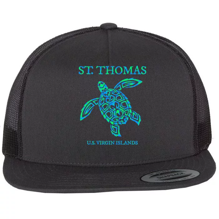 St Thomas Sea Turtles Usvi Vacation Souvenir Flat Bill Trucker Hat