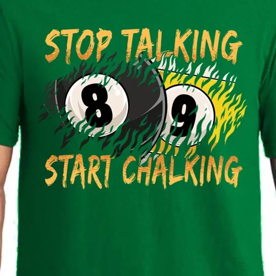 Stop Talking Start Chalking Billiards Cue 8ball Pool Gift Pajama Set