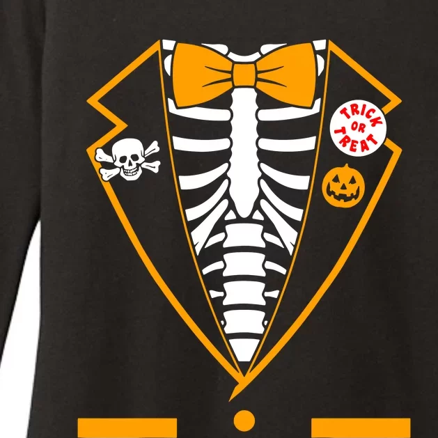 Skeleton Tuxedo Womens CVC Long Sleeve Shirt