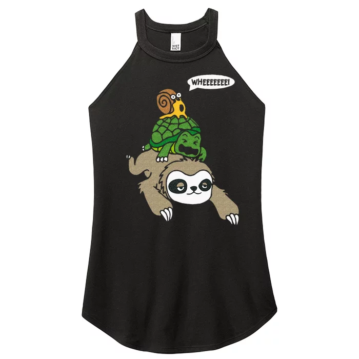 Sloth Turtle Snail Piggyback Animal Running Wild Women’s Perfect Tri Rocker Tank