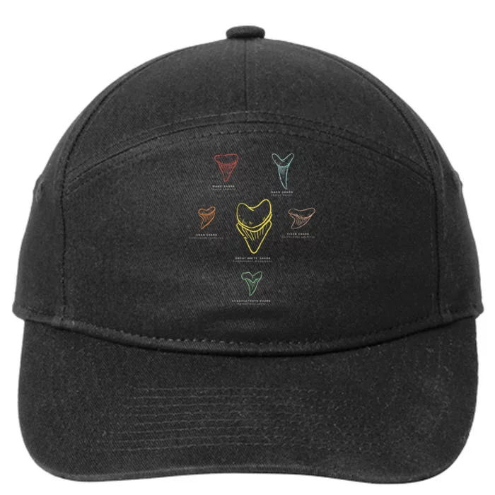 Shark Teeth Shark Tooth Types Shark Teeth Collector 7-Panel Snapback Hat