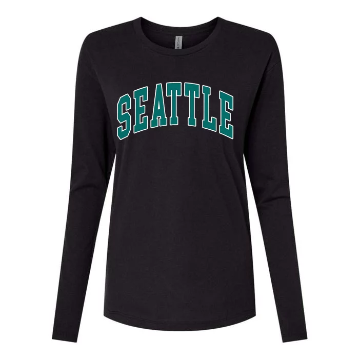 Seattle Text Womens Cotton Relaxed Long Sleeve T-Shirt