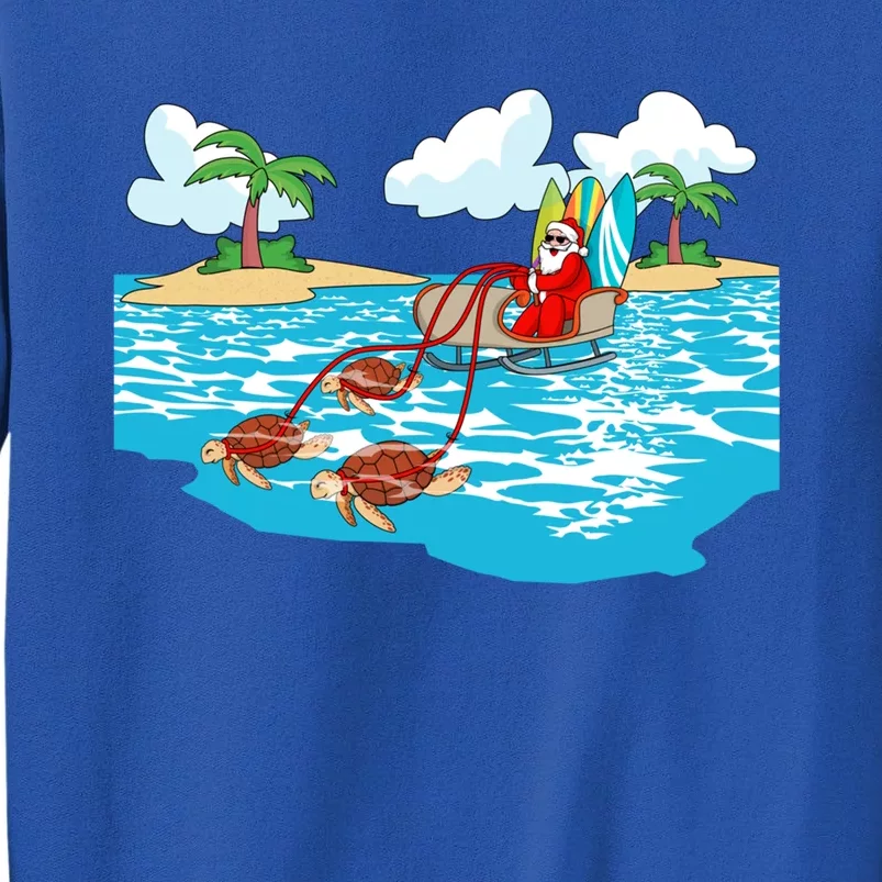 Sea Turtle Sleigh Santa Beach Surfboard Christmas In July Cool Gift Sweatshirt