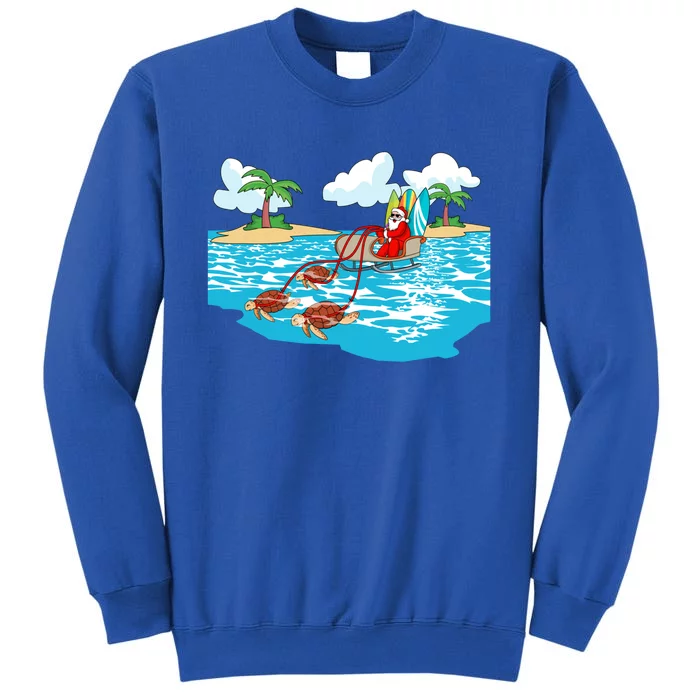 Sea Turtle Sleigh Santa Beach Surfboard Christmas In July Cool Gift Sweatshirt