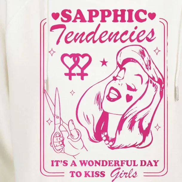 Sapphic Tendencies Sapphic Retro Lesbian Womens Funnel Neck Pullover Hood