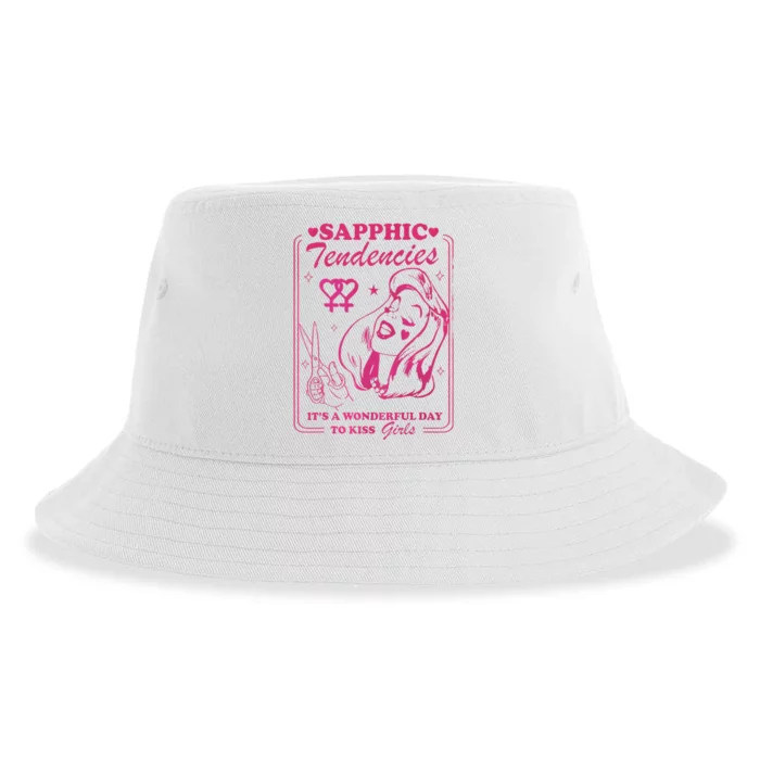 Sapphic Tendencies Sapphic Retro Lesbian Sustainable Bucket Hat