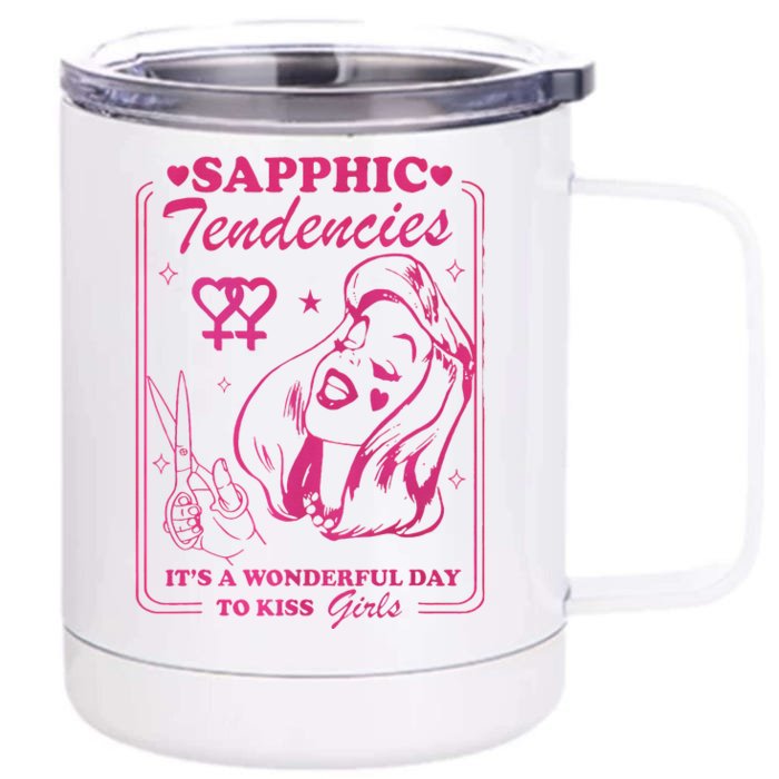 Sapphic Tendencies Sapphic Retro Lesbian Front & Back 12oz Stainless Steel Tumbler Cup