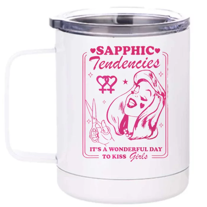 Sapphic Tendencies Sapphic Retro Lesbian Front & Back 12oz Stainless Steel Tumbler Cup