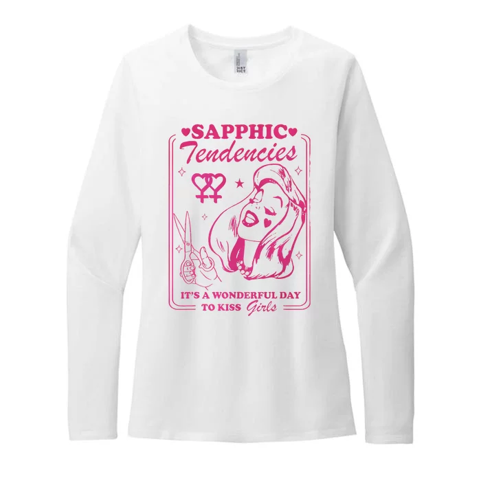 Sapphic Tendencies Sapphic Retro Lesbian Womens CVC Long Sleeve Shirt