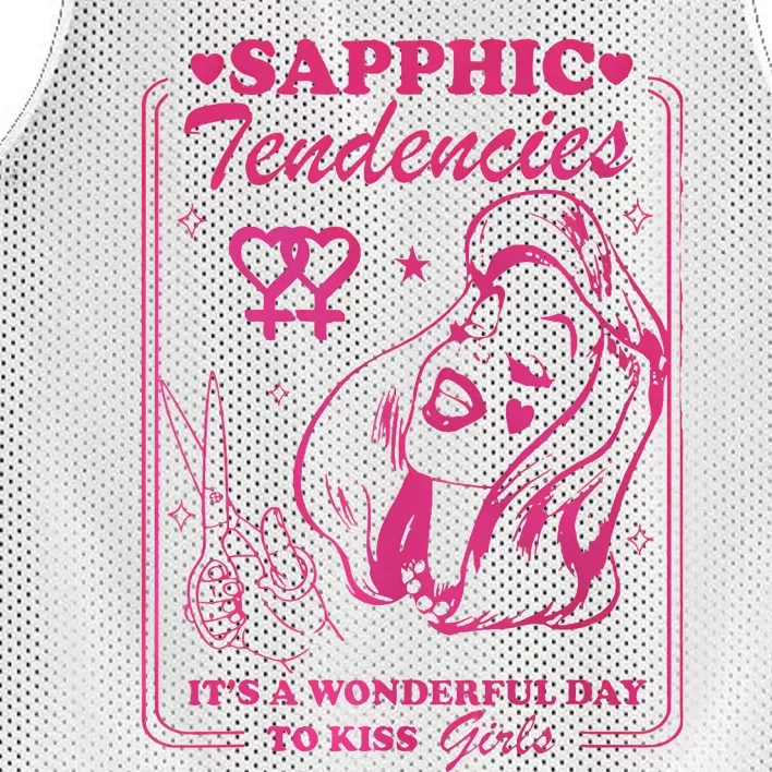 Sapphic Tendencies Sapphic Retro Lesbian Mesh Reversible Basketball Jersey Tank