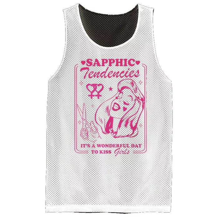 Sapphic Tendencies Sapphic Retro Lesbian Mesh Reversible Basketball Jersey Tank