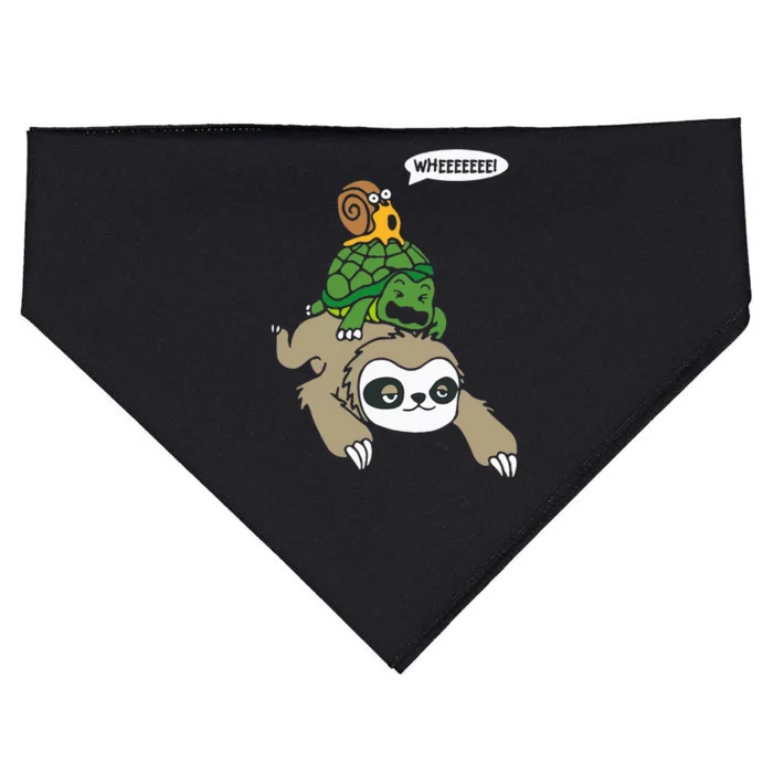 Sloth Turtle Snail Piggyback Animal Running Wild Tee USA-Made Doggie Bandana