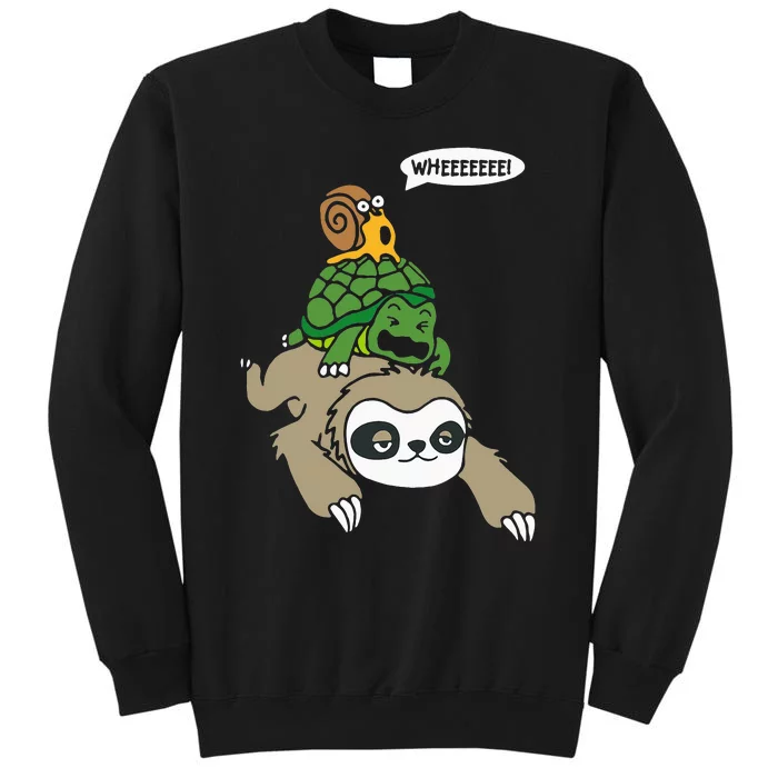 Sloth Turtle Snail Piggyback Animal Running Wild Tee Sweatshirt