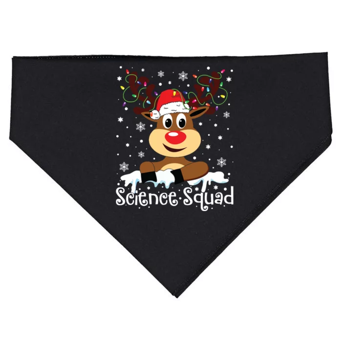 Science Teacher Squad Reindeer Christmas Teacher Xmas Lights USA-Made Doggie Bandana