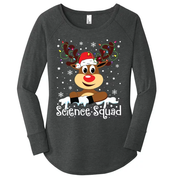 Science Teacher Squad Reindeer Christmas Teacher Xmas Lights Women's Perfect Tri Tunic Long Sleeve Shirt