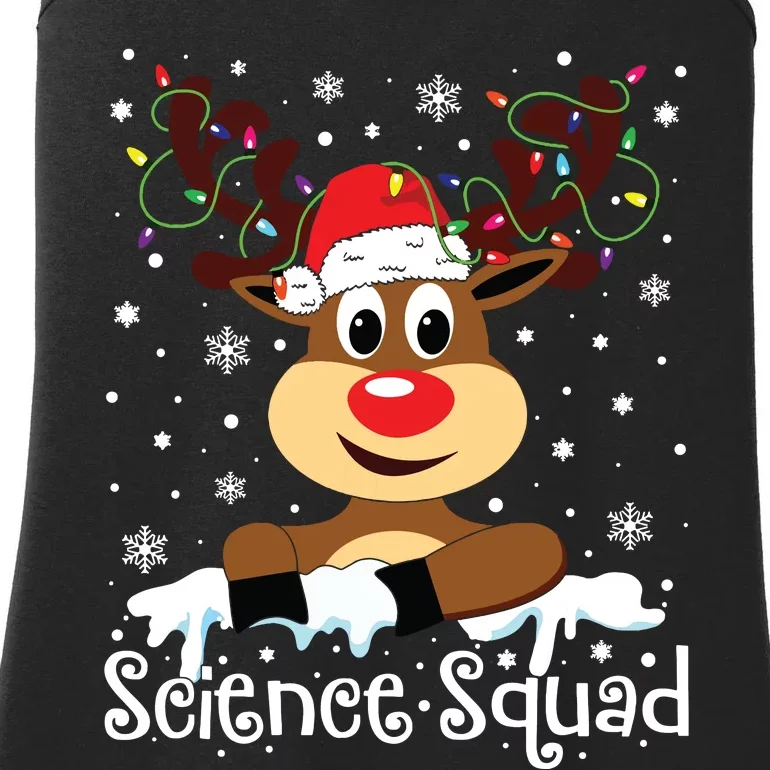 Science Teacher Squad Reindeer Christmas Teacher Xmas Lights Ladies Essential Tank