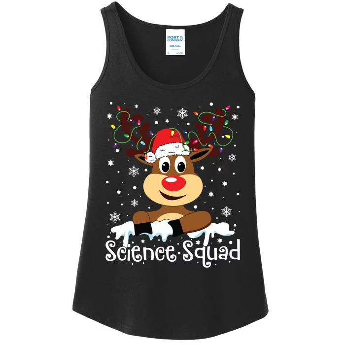 Science Teacher Squad Reindeer Christmas Teacher Xmas Lights Ladies Essential Tank