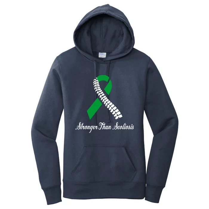 Stronger Than Scoliosis Green Ribbon Scoliosis Awareness Great Gift Women's Pullover Hoodie