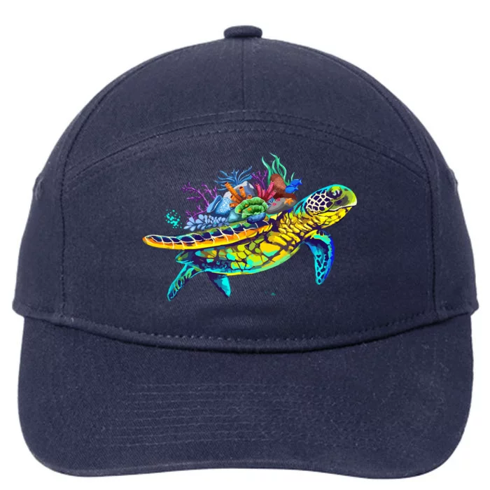 Save The Sea Turtles Funny Environmental Turtle Lover Outfit 7-Panel Snapback Hat