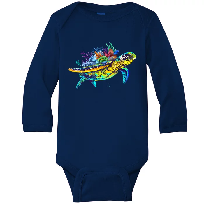 Save The Sea Turtles Funny Environmental Turtle Lover Outfit Baby Long Sleeve Bodysuit