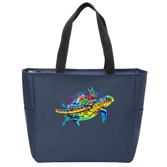 Save The Sea Turtles Funny Environmental Turtle Lover Outfit Zip Tote Bag