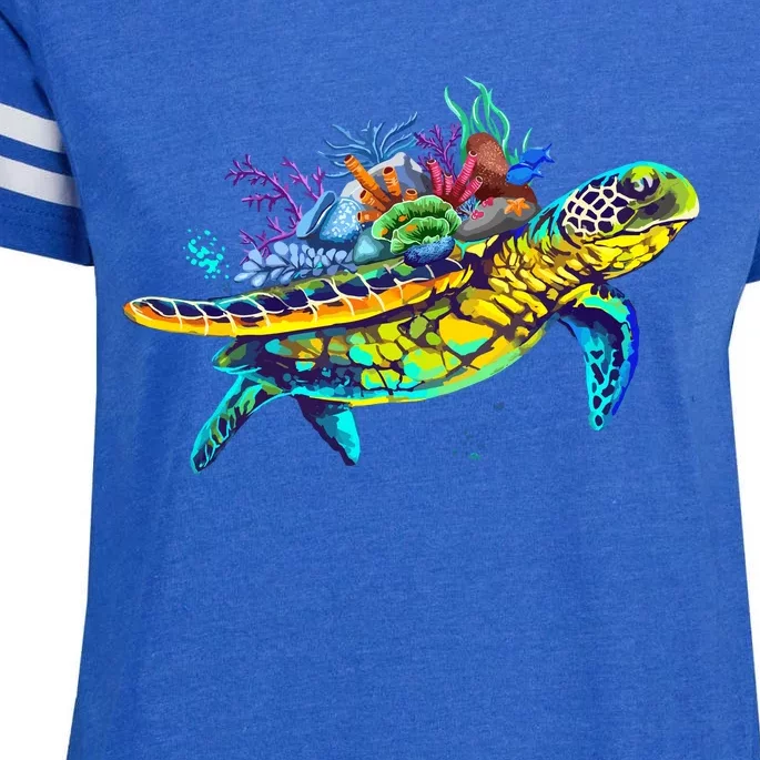 Save The Sea Turtles Funny Environmental Turtle Lover Outfit Enza Ladies Jersey Football T-Shirt