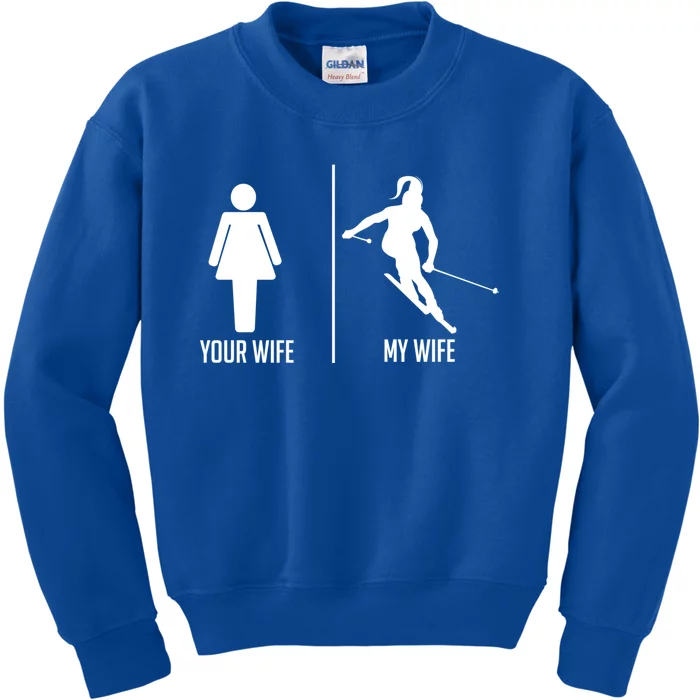 Ski Trip Skiing Wife Husband Marriage Gift Kids Sweatshirt