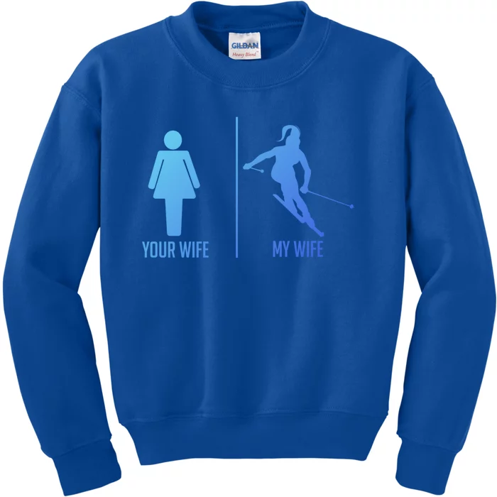 Ski Trip Skiing Wife Husband Marriage Cute Gift Kids Sweatshirt