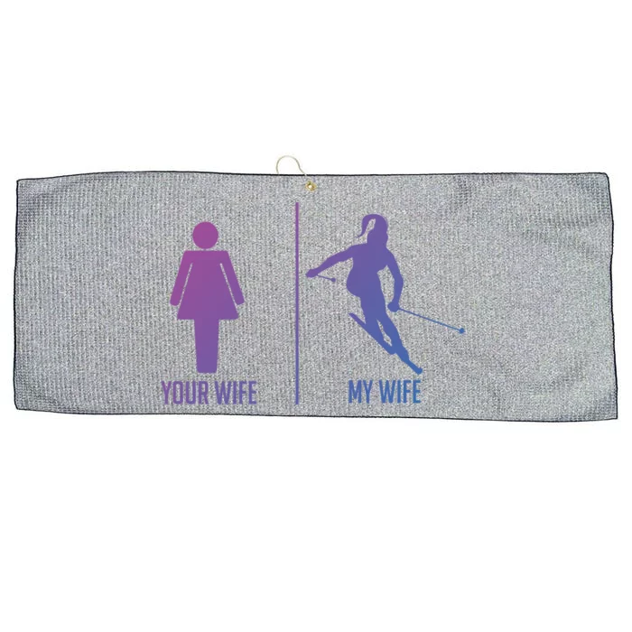 Ski Trip Skiing Wife Husband Marriage Cute Gift Large Microfiber Waffle Golf Towel