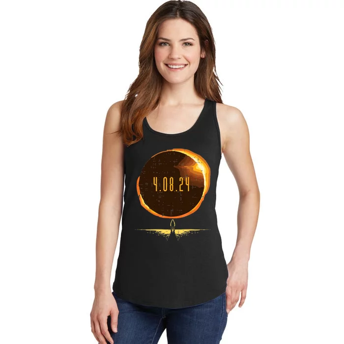 Sun Total Solar Eclipse 2024 Totality April 8 Ladies Essential Tank