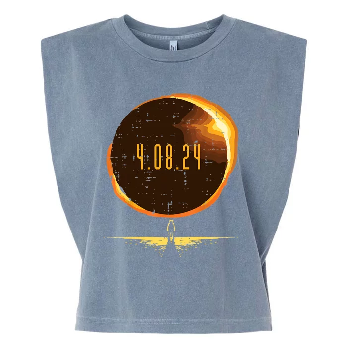 Sun Total Solar Eclipse 2024 Totality April 8 Garment-Dyed Women's Muscle Tee