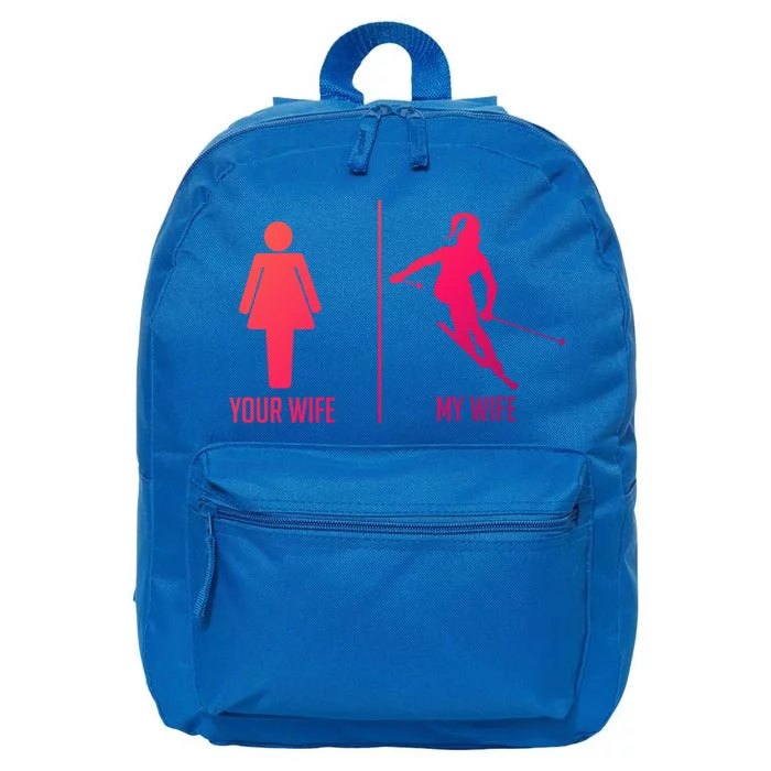 Ski Trip Skiing Wife Husband Marriage Cute Gift 16 in Basic Backpack