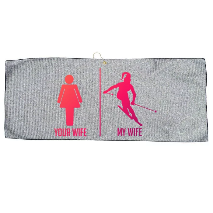 Ski Trip Skiing Wife Husband Marriage Cute Gift Large Microfiber Waffle Golf Towel