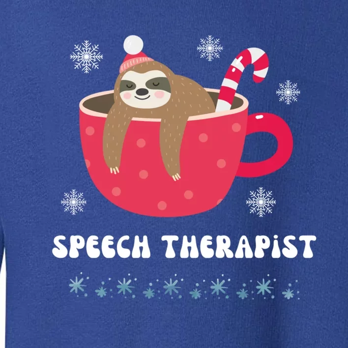 Speech Therapist Sloth Christmas Cute Winter Snowflakes Gift Toddler Sweatshirt