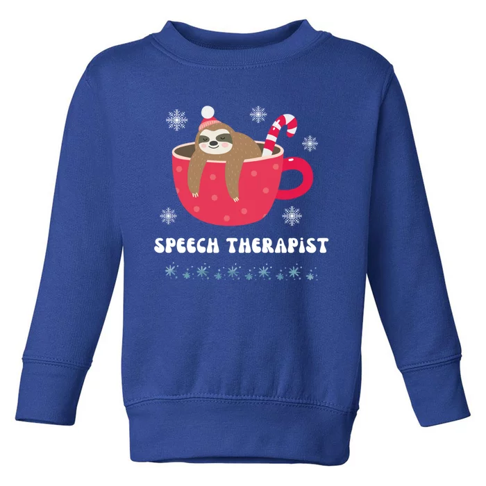 Speech Therapist Sloth Christmas Cute Winter Snowflakes Gift Toddler Sweatshirt