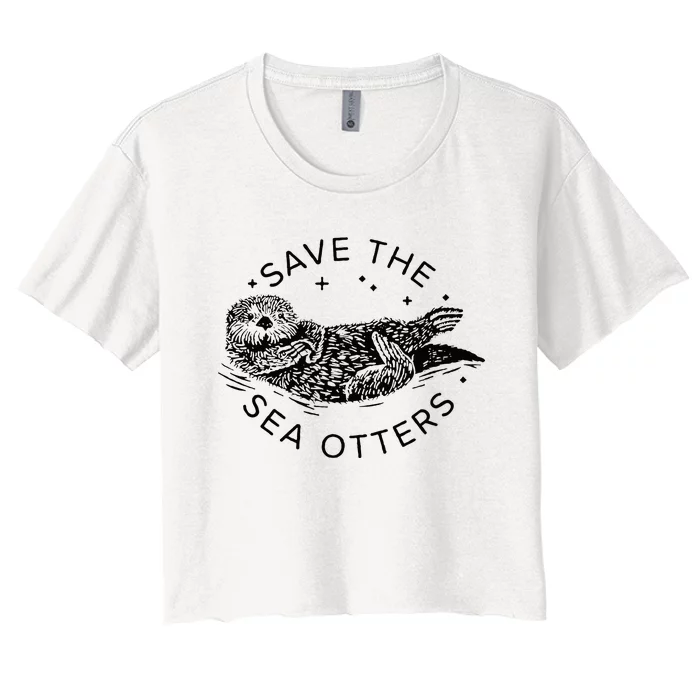 Save The Sea Otters Women's Crop Top Tee