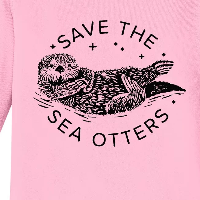 Save The Sea Otters Baby Long Sleeve Bodysuit