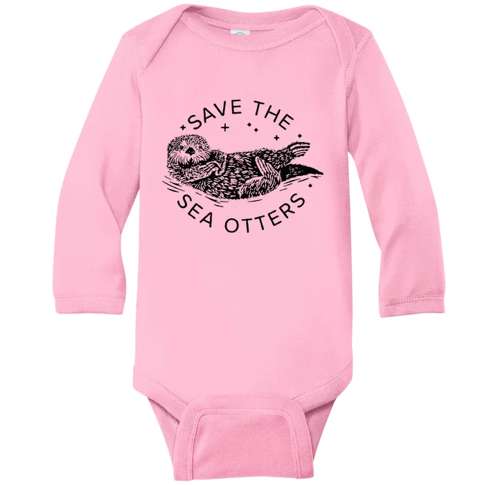 Save The Sea Otters Baby Long Sleeve Bodysuit