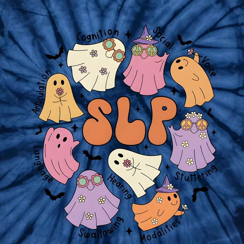 Speech Therapy SLP Ghost Spooky Cute Halloween Tie-Dye T-Shirt