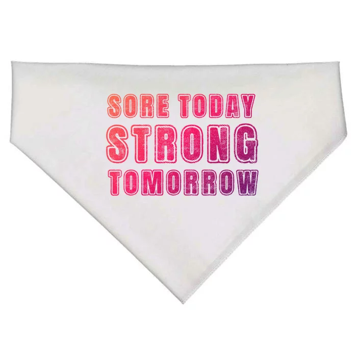 Sore Today Stronger Tomorrow Funny Gym Fitness Workout Gift USA-Made Doggie Bandana