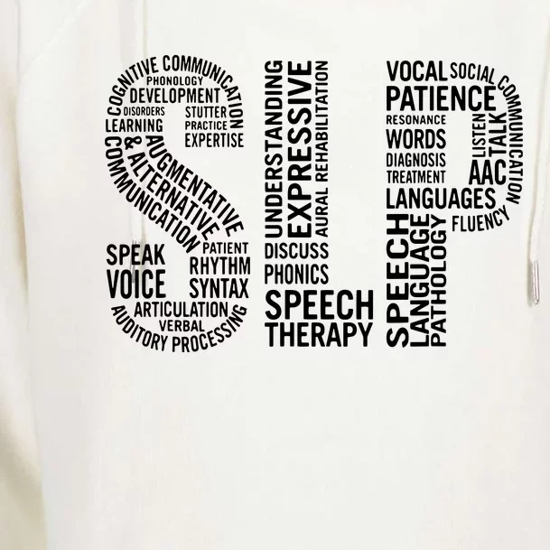 Speech Therapy Speech Language Pathology Month Womens Funnel Neck Pullover Hood