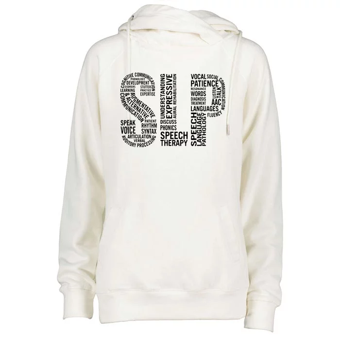 Speech Therapy Speech Language Pathology Month Womens Funnel Neck Pullover Hood