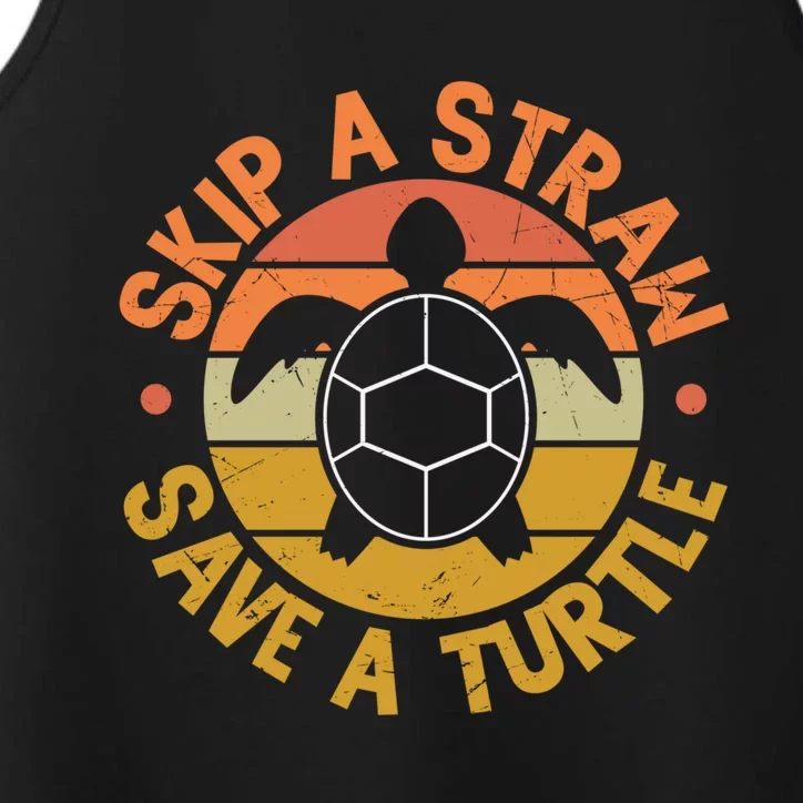 Save The Sea Turtles Skip A Straw Healthy Ocean Awareness Funny Gift Performance Tank