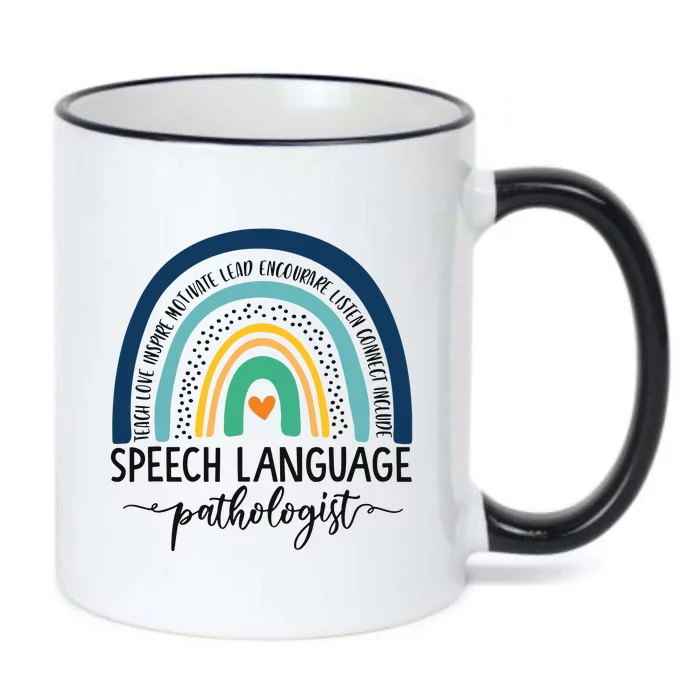 Speech Therapy Speech Language Pathologist SLP Boho Rainbow Black Color Changing Mug