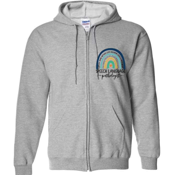 Speech Therapy Speech Language Pathologist SLP Boho Rainbow Full Zip Hoodie