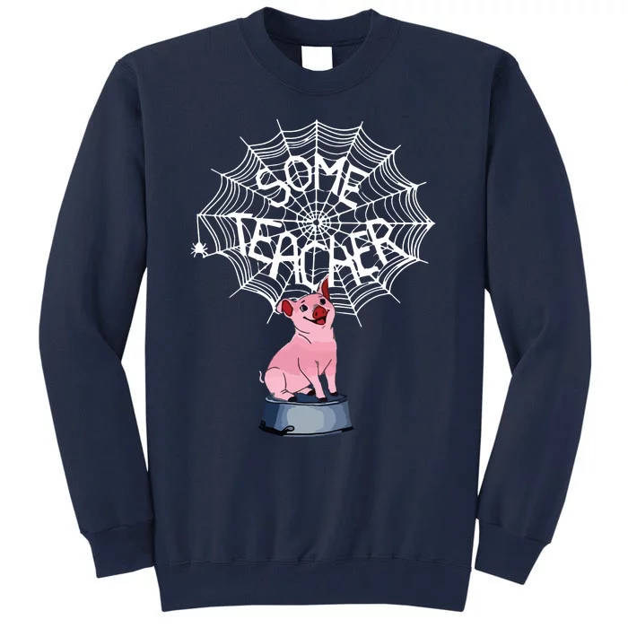 Some Teacher Spiderweb Pig Tall Sweatshirt