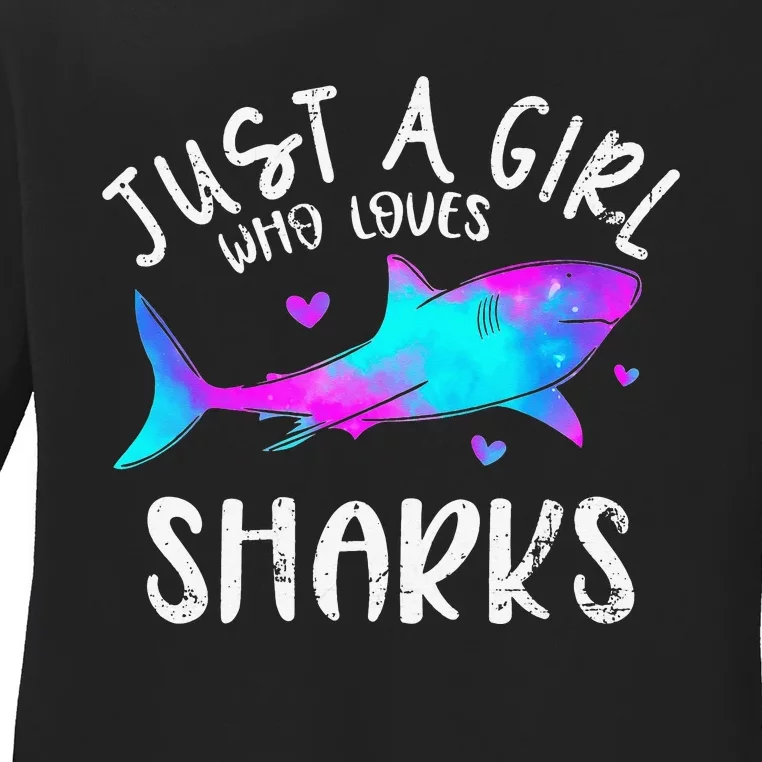 Shark Tshirt Shark Lover Tshirt Girls Funny Shark Ladies Long Sleeve Shirt