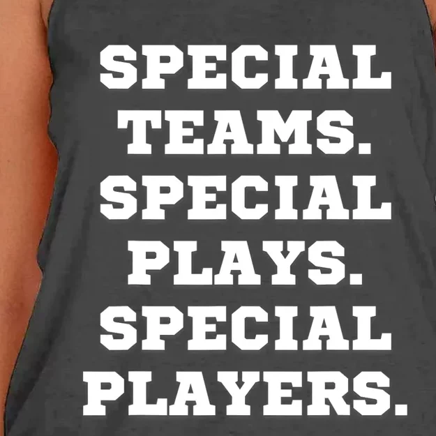 Special Teams Special Plays Special Players Funny Women's Knotted Racerback Tank