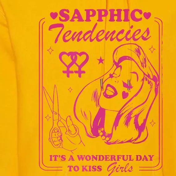 Sapphic Tendencies Sapphic Retro Lesbian Premium Hoodie