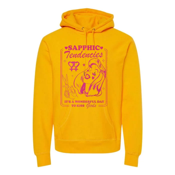 Sapphic Tendencies Sapphic Retro Lesbian Premium Hoodie